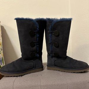 Ugg Bailey Button Triplet Tall Boot Navy Blue